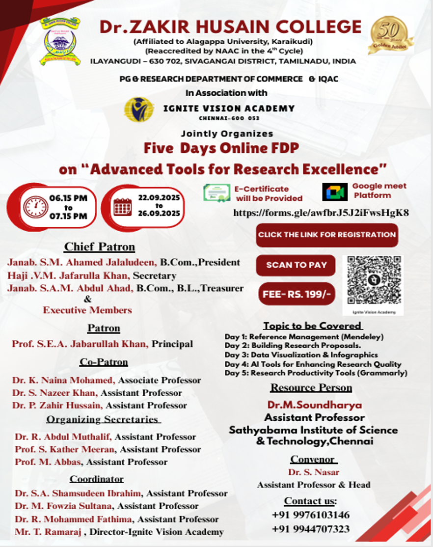 Flyer for Advanced Tools for Research Excellence FDP